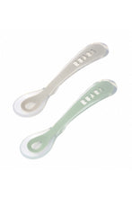 Load image into Gallery viewer, Beaba 2nd Stage Silicone Spoon 2pcs With Case Velvet Grey Sage Green 1