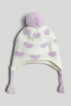Load image into Gallery viewer, Mothercare Lilac Heart Trapper Hat