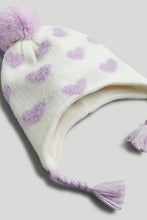 Load image into Gallery viewer, Mothercare Lilac Heart Trapper Hat
