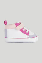 Load image into Gallery viewer, Mothercare Pink Flower Hi-Top Pram Trainers