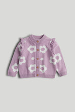 將圖片載入圖庫檢視器 Mothercare Lilac Flower Knitted Cardigan
