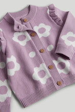 將圖片載入圖庫檢視器 Mothercare Lilac Flower Knitted Cardigan