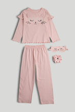 將圖片載入圖庫檢視器 Mothercare Pink Cat Pyjamas, Eye Mask and Scrunchie Set