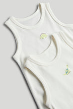 Load image into Gallery viewer, Mothercare 2 Pack White Dinosaur Sleeveless Vests