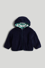 將圖片載入圖庫檢視器 Mothercare Navy Borg Zip-Up Fleece