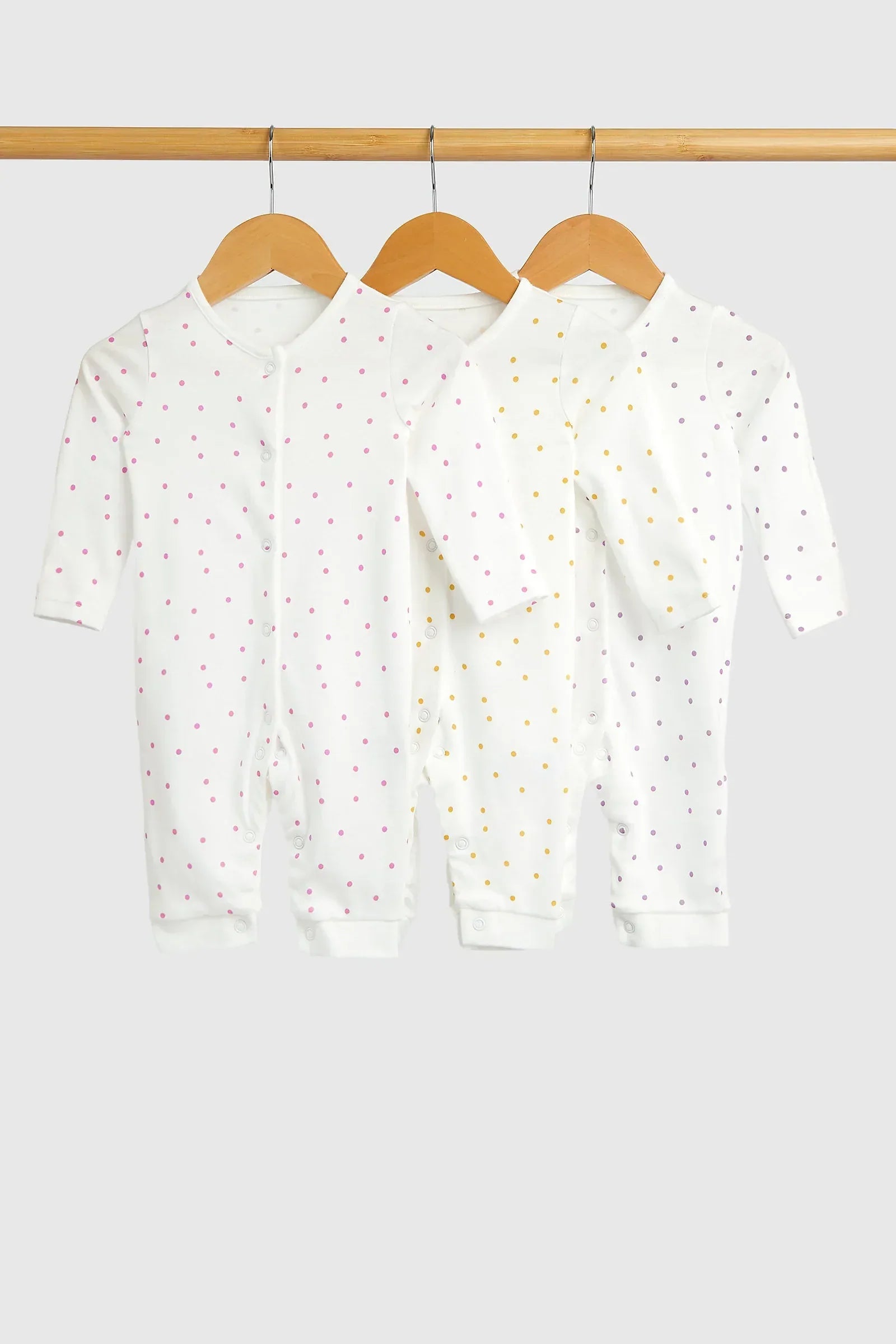 Mothercare Spotted Footless Sleepsuits - 3 Pack Online - mothercare ...
