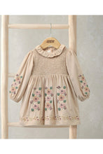 將圖片載入圖庫檢視器 Mamas & Papas Embroidered Cord Dress with Frill Neck & Smocked Yoke