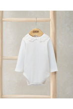 將圖片載入圖庫檢視器 Mamas & Papas Embroidered Peter Pan Collar Bodysuit - White