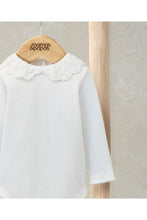 將圖片載入圖庫檢視器 Mamas & Papas Embroidered Peter Pan Collar Bodysuit - White