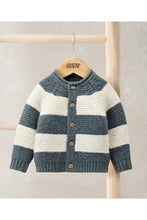 將圖片載入圖庫檢視器 Mamas & Papas Striped Knit Cardigan with Raglan Sleeves - Blue