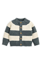 將圖片載入圖庫檢視器 Mamas & Papas Striped Knit Cardigan with Raglan Sleeves - Blue