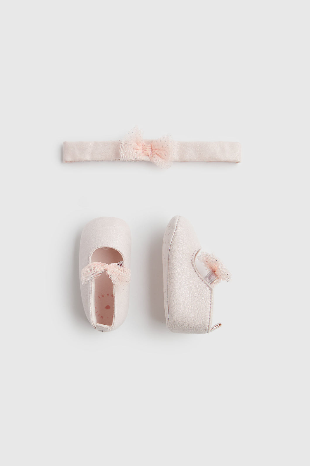 Mothercare Pink Pram Shoes And Headband Set