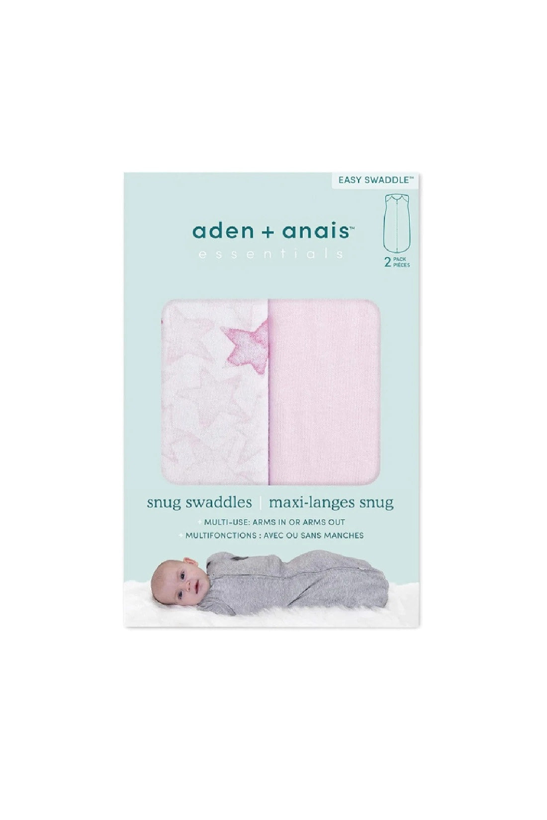 Buy Aden Anais Essentials Newborn Snug Swaddle 2 Pack Twinkling Star Pink Online mothercare mothercare hong kong
