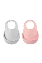 Load image into Gallery viewer, Beaba Set of 2 Silicone Bib Cloud Pink