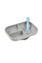 Load image into Gallery viewer, Beaba Silicone Suction Divided Plate 2Nd Age Spoon Grey 2