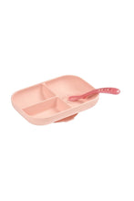 Load image into Gallery viewer, Beaba Silicone Suction Divided Plate 2Nd Age Spoon Pink 3