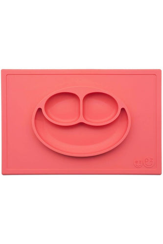 Ezpz Happy Mat Smile Plate Coral 1