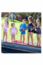 將圖片載入圖庫檢視器 Konfidence Floatsuit 2 3 Years Blue Stripe 2