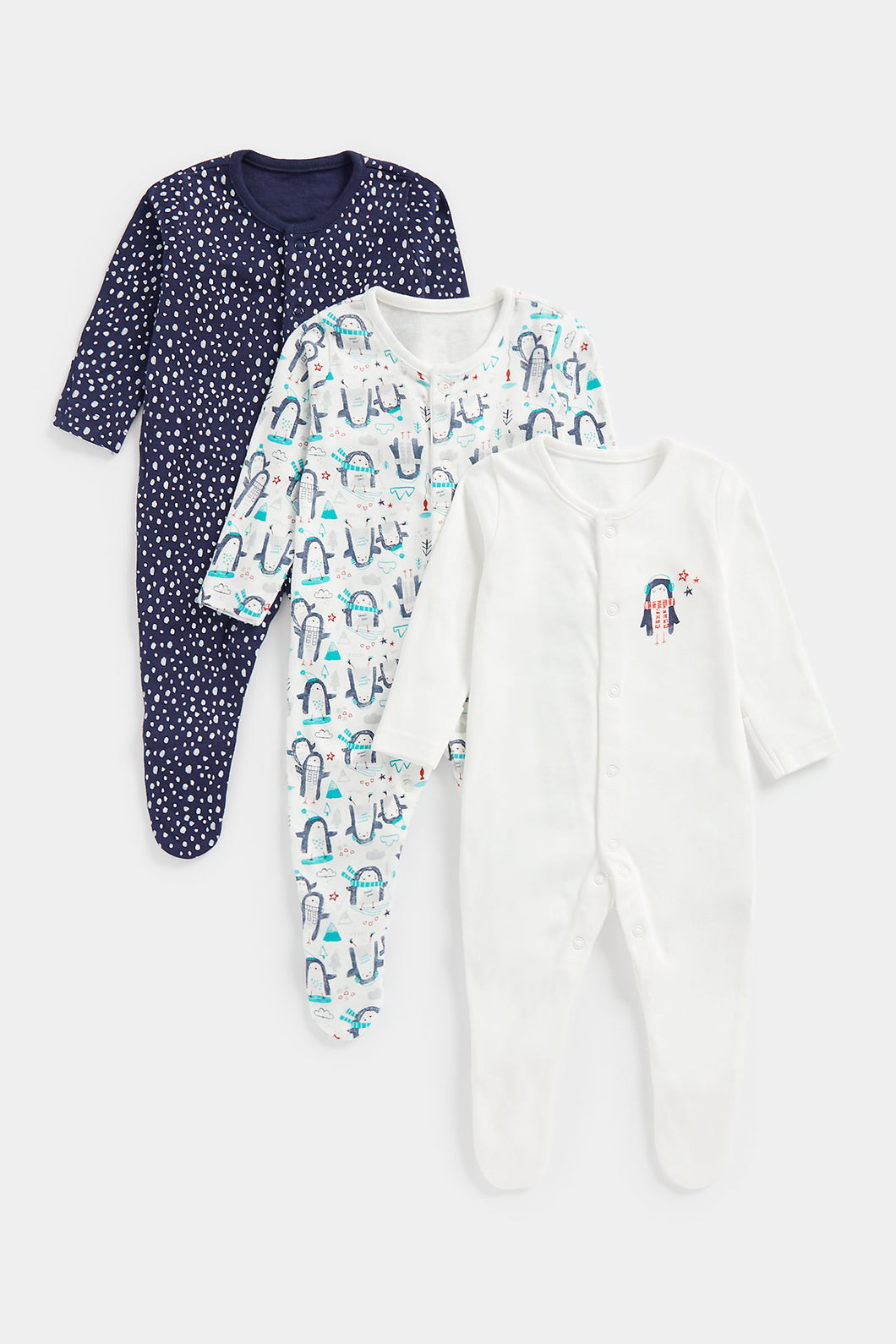 Mothercare Penguins Sleepsuits - 3 Pack