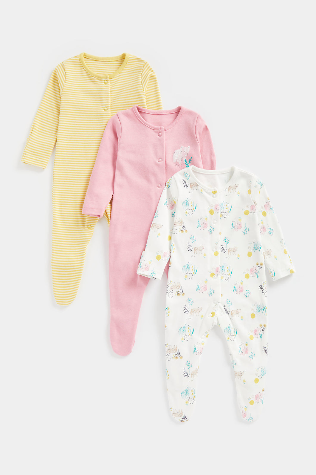 Mothercare Icy Bear Sleepsuits - 3 Pack