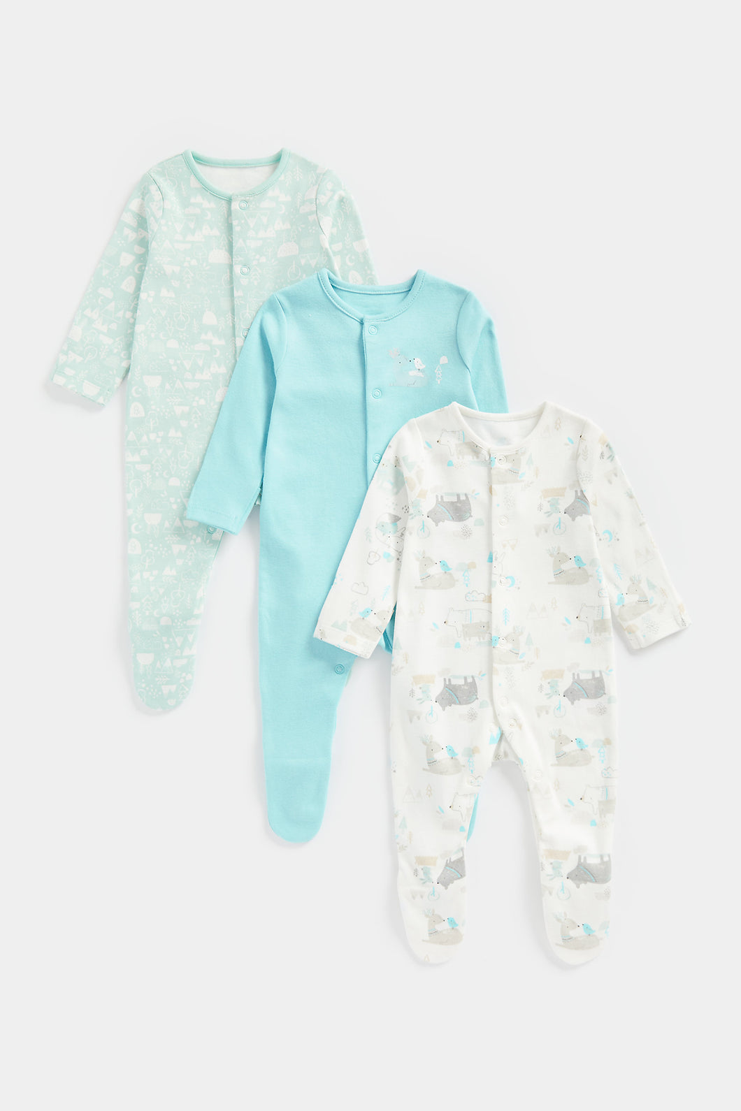 Mothercare Winter Bear Sleepsuits - 3 Pack