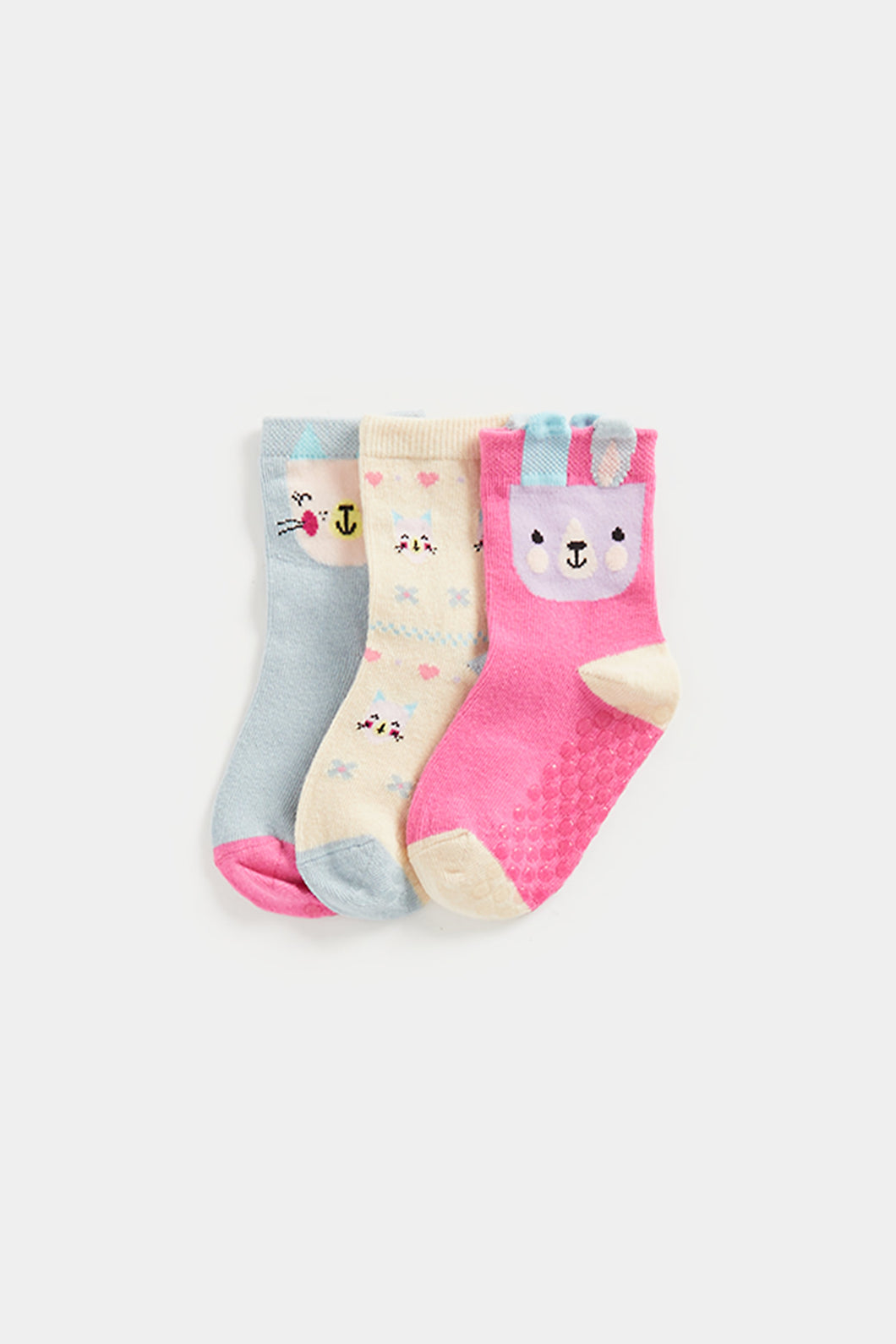 Mothercare Cat Slip-Resist Socks - 3 Pack