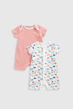 
                        
                          Load image into Gallery viewer, Mothercare Cars Rompers - 2 Pack
                        
                      