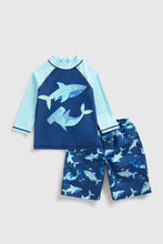 
                        
                          Load image into Gallery viewer, Mothercare Shark Upf50+ Sunsafe Rash Vest And Woven Shorts
                        
                      