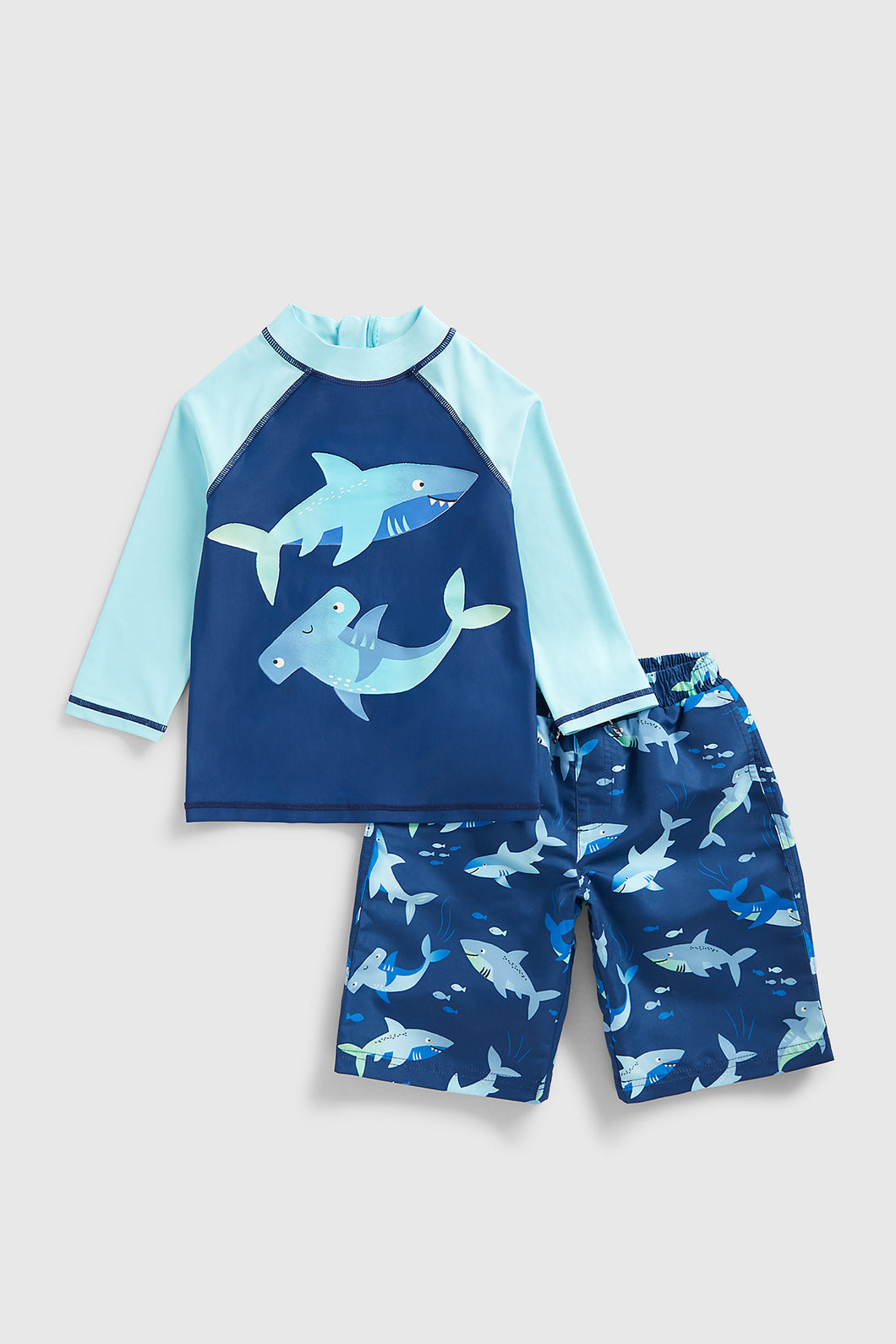 Mothercare Shark Upf50+ Sunsafe Rash Vest And Woven Shorts