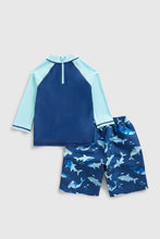 
                        
                          Load image into Gallery viewer, Mothercare Shark Upf50+ Sunsafe Rash Vest And Woven Shorts
                        
                      
