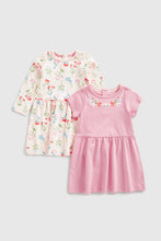 
                        
                          Load image into Gallery viewer, Mothercare Pink Floral Jersey Dresses - 2 Pack
                        
                      