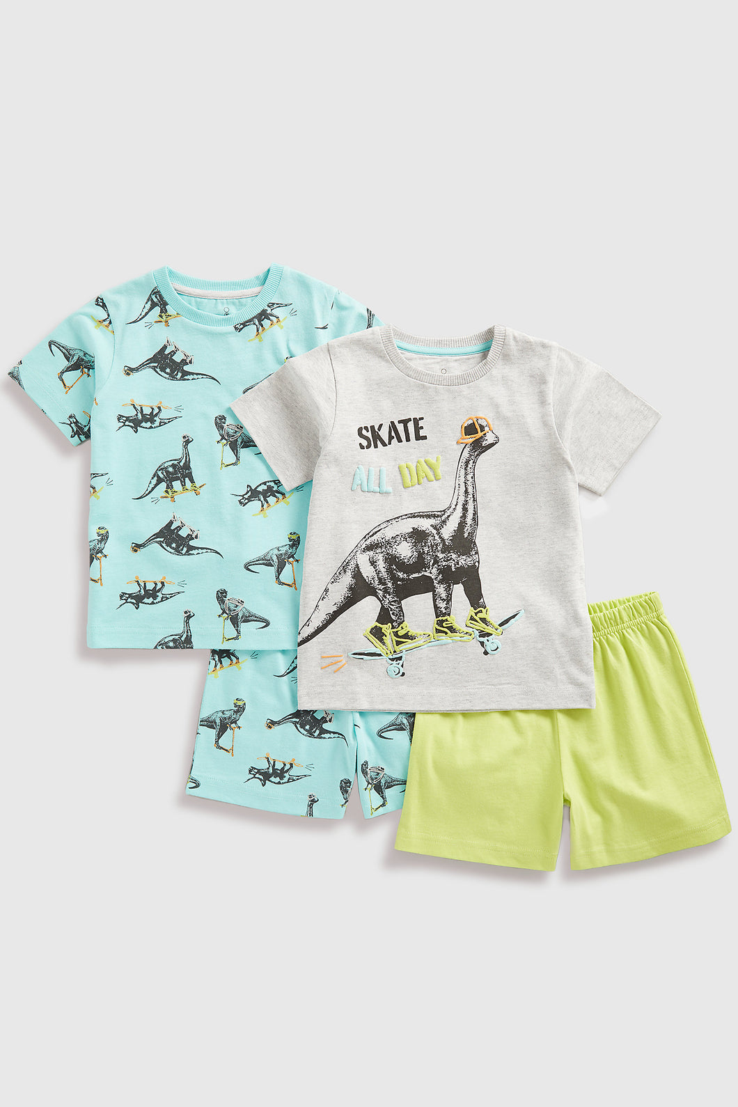 Mothercare Dino Skate Shortie Pyjamas - 2 Pack