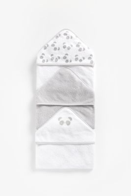 Mothercare Grey Cuddle 'N' Dry Hooded Towels 3 Pack 1