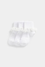 
                        
                          Load image into Gallery viewer, Mothercare White Lace Turn-Over-Top Socks - 3 Pack
                        
                      