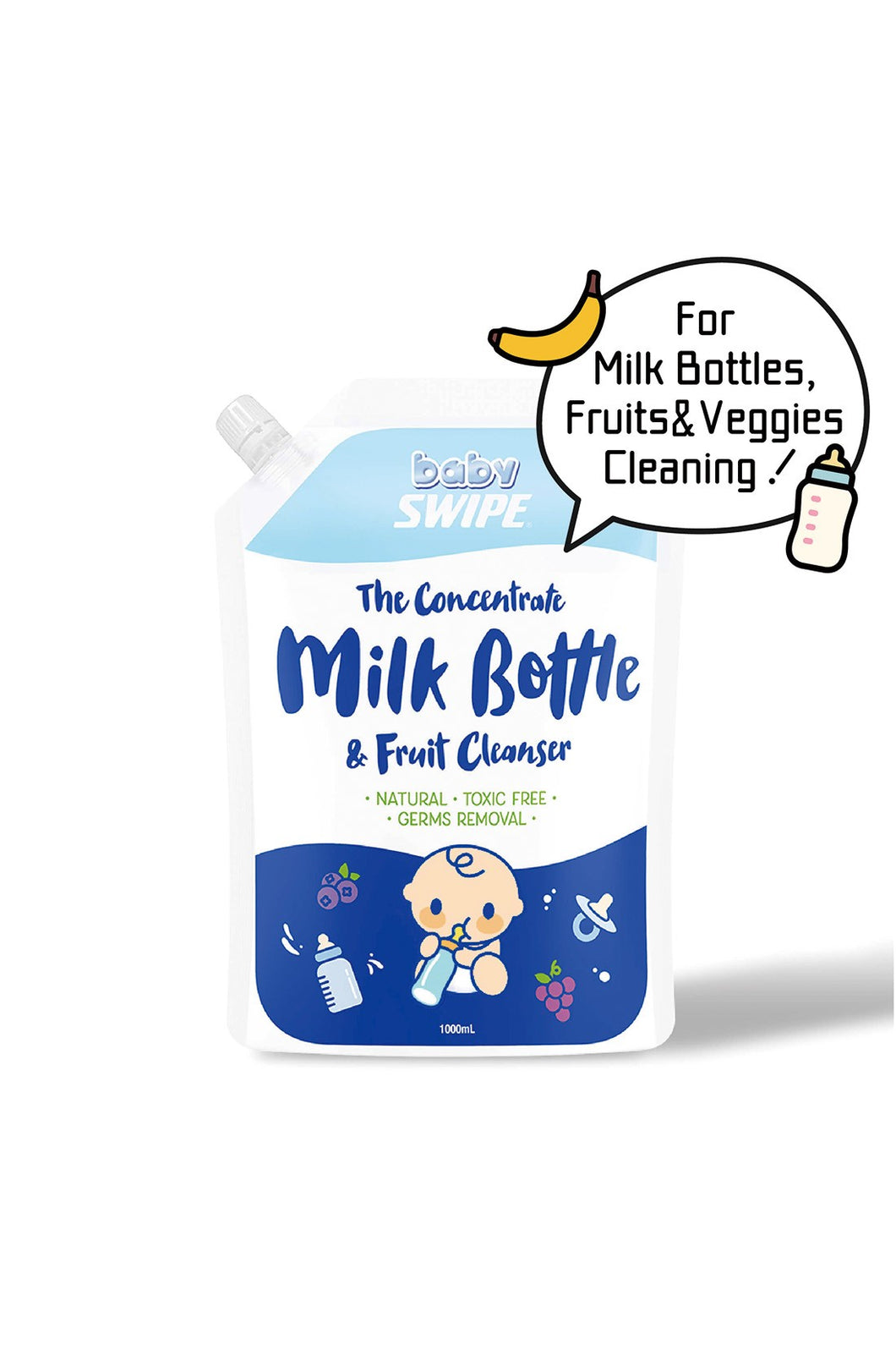 Baby Swipe The Concentrate Milk Bottle and Fruit Cleanser 1000ml (Refill)