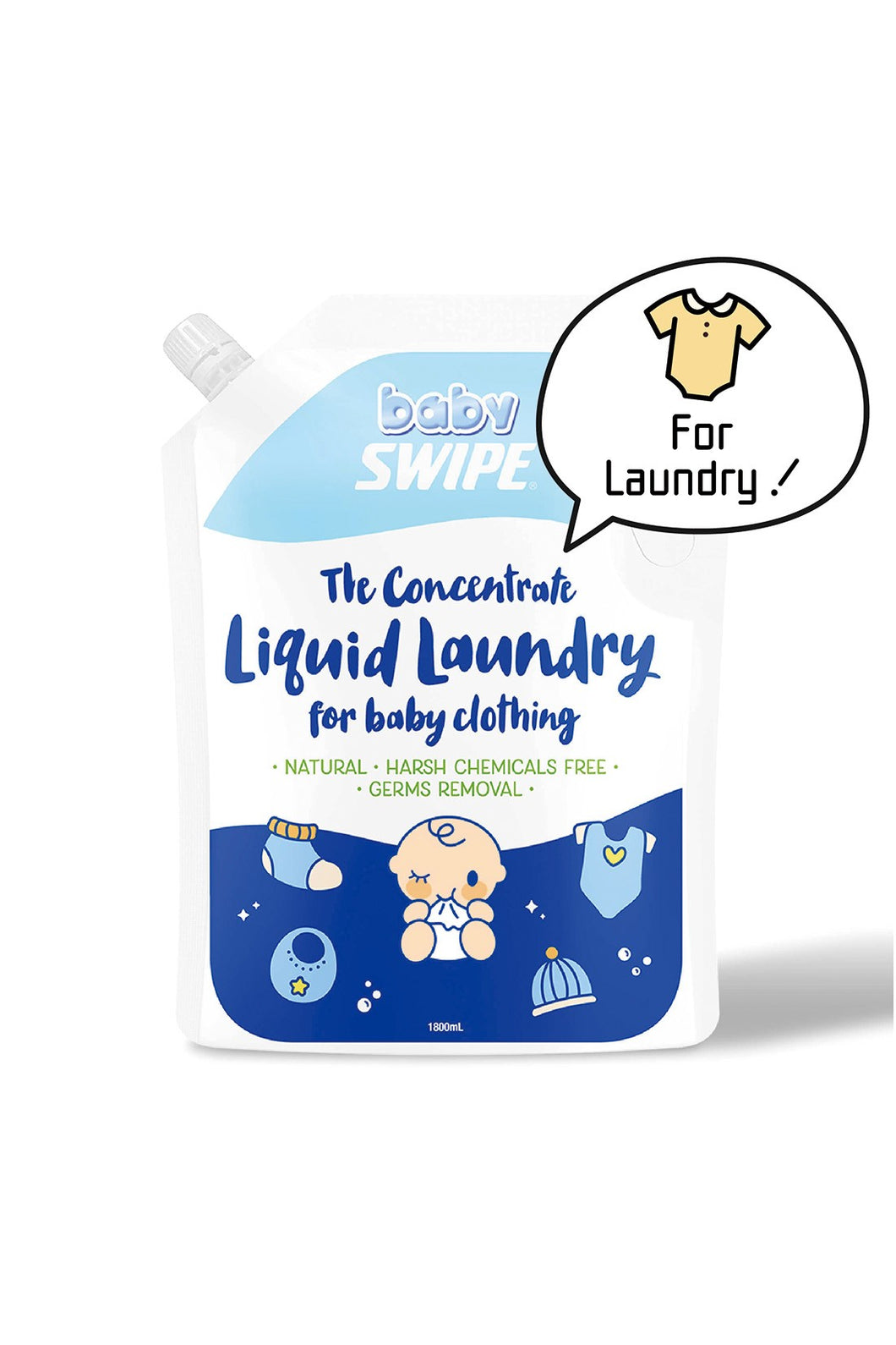 Baby Swipe The Concentrate Liquid Laundry for Baby Clothing 1800ml (Refill)