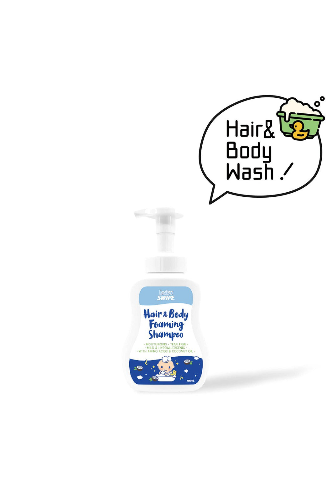 Baby Swipe  Hair & Body Foaming Shampoo 400Ml