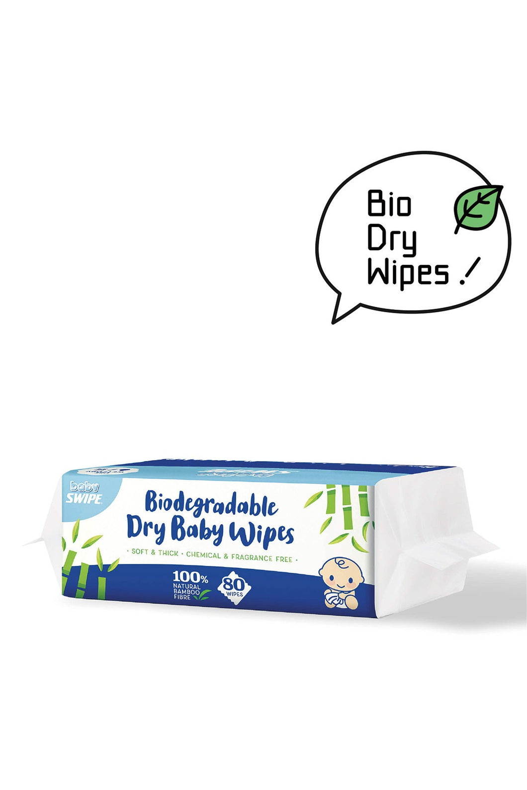 Baby Swipe  Biodegradable Dry Baby Wipes (80Sheets)