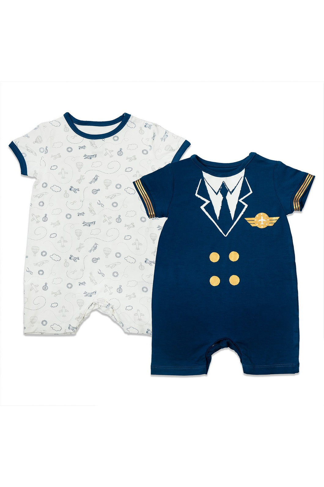 Not Too Big Bamboo Rompers Pilot - 2 Pack