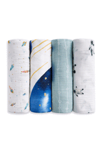 
                        
                          Load image into Gallery viewer, Aden + Anais Essentials Cotton Muslin Swaddles Space - 4 Pack
                        
                      