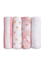 
                        
                          Load image into Gallery viewer, Aden + Anais Essentials Cotton Muslin Swaddles Ice Cream - 4 Pack
                        
                      