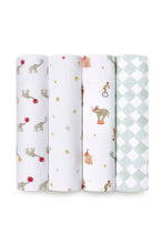 
                        
                          Load image into Gallery viewer, Aden + Anais Essential Cotton Swaddle Elephant Circus 4 Pack
                        
                      