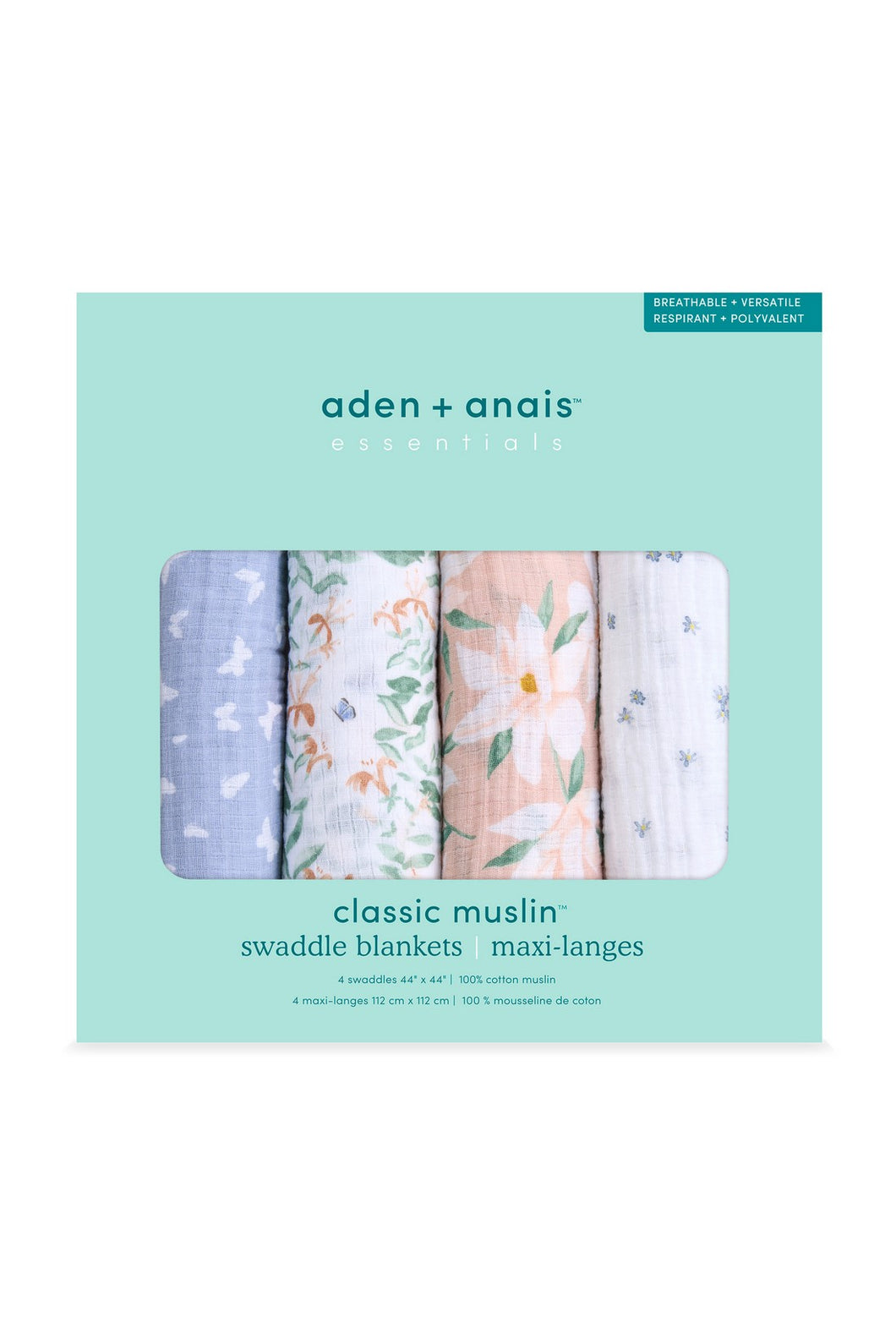 Aden + Anais Essential Swaddles Butterfly Garden  4 Pack