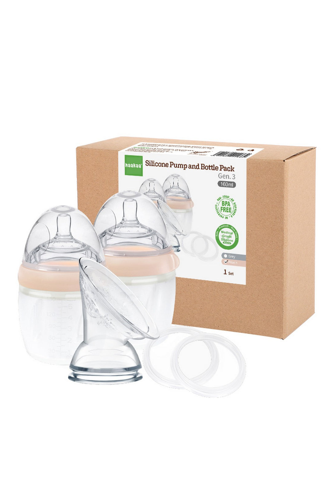 Haakaa Gen. 3 Silicone Pump & Bottle Pack each(5oz./160ml)