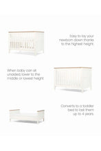
                        
                          Load image into Gallery viewer, Mamas_Papas_Wedmore_Cot_-_White_- cot bed 3 modes transformation 
                        
                      