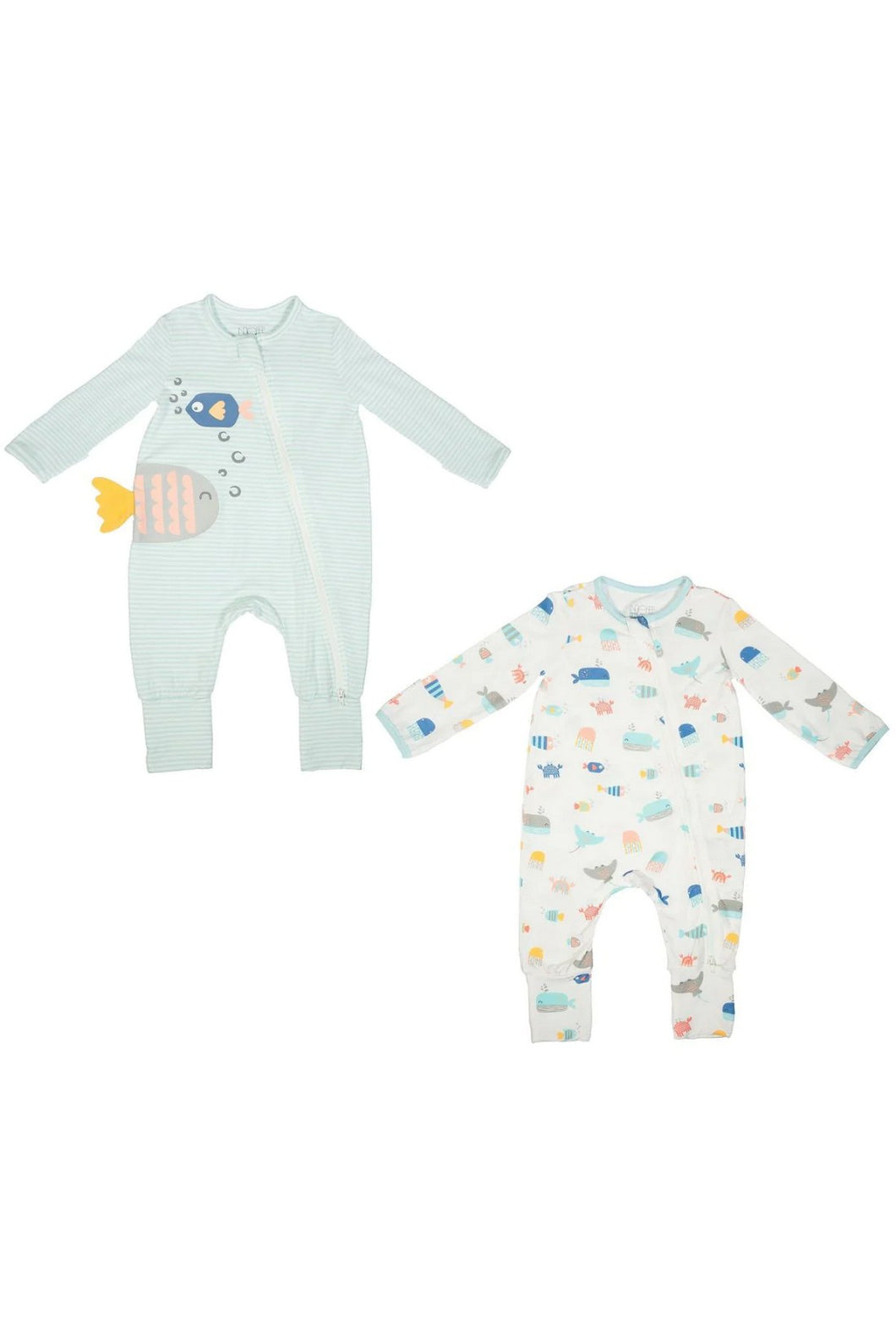 竹纖維嬰幼兒連身睡衣兩件裝海洋世界
