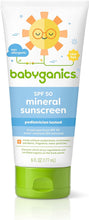 
                        
                          Load image into Gallery viewer, Babyganics SPF-50 Baby Sunscreen Lotion 6oz
                        
                      