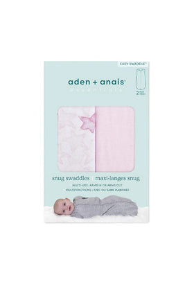 Aden Anais Essentials Newborn Snug Swaddle 2 Pack Twinkling Star Pink 1