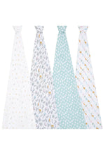 
                        
                          Load image into Gallery viewer, Aden + Anais Essentials Cotton Muslin Swaddles Alphabet Animals - 4 Pack 4
                        
                      