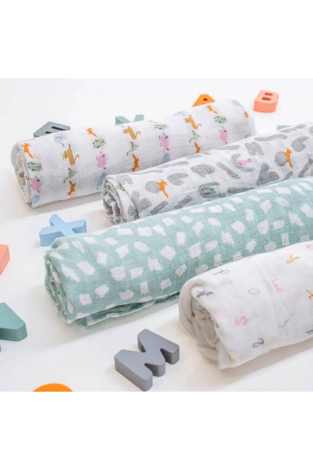 Aden + Anais Essentials Cotton Muslin Swaddles Alphabet Animals 4